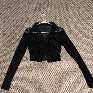 Black Sheer Long Sleeve Crop Top